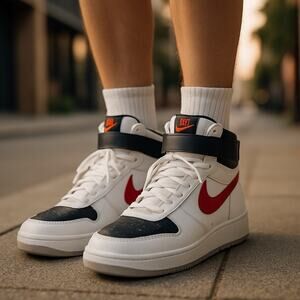 Nike Court Borough Mid 2 Boys Sz 7Y White Black Basketball Shoes Sneakers Unisex